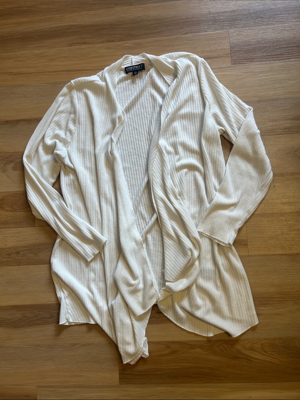 Context Ivory Ribbed Open-Front Cardigan